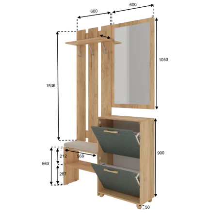 Прихожая Ньерд дуб вотан/можжевельник