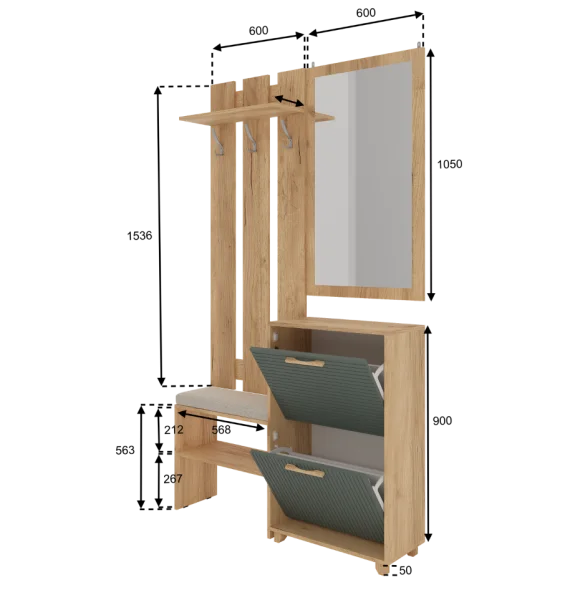 Прихожая Ньерд дуб вотан/можжевельник