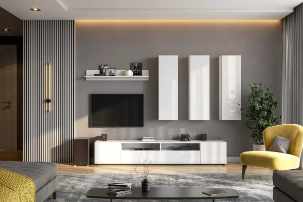 Тумба для телевидеоаппаратуры Токио белый текстурный Тумба для телевидеоаппаратуры Токио белый текстурный