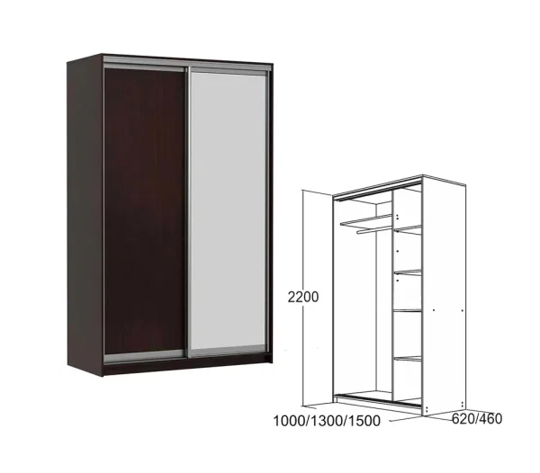 Шкаф-купе Мираж 10.1 с зеркалом венге