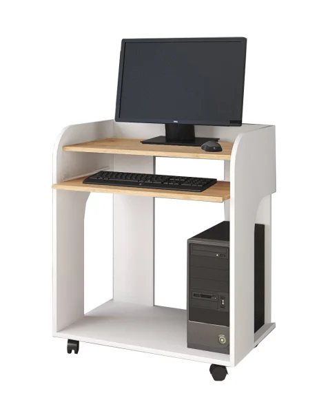 Стол компьютерный Грета-10 белый/дуб крафт золотой