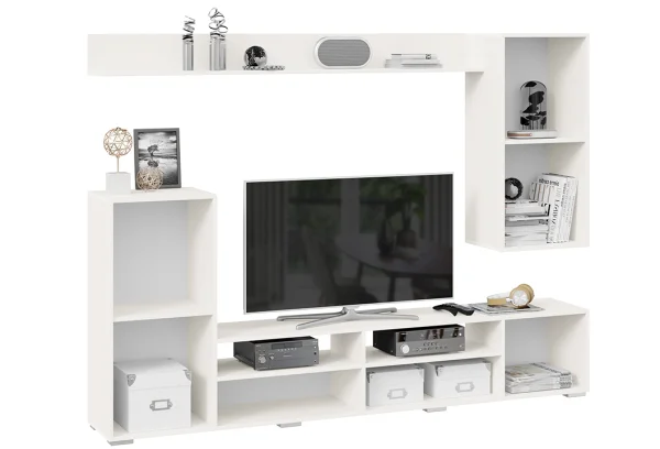 Гостиная Моретти белый, цемент светлый