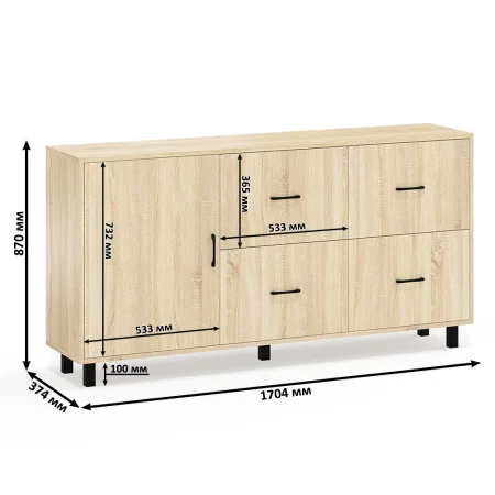 Комод 125-1704 дуб сонома