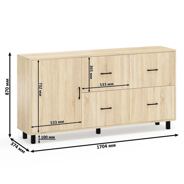 Комод 125-1704 дуб сонома