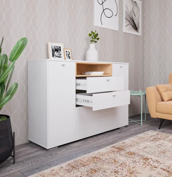 Комод Ланс К303 белый/дуб бунратти