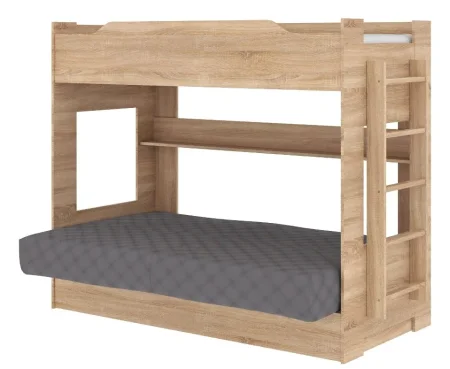 Кровать двухъярусная с диван-кроватью дуб сонома