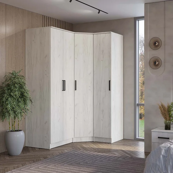 Шкаф угловой Фиеста дуб крафт белый