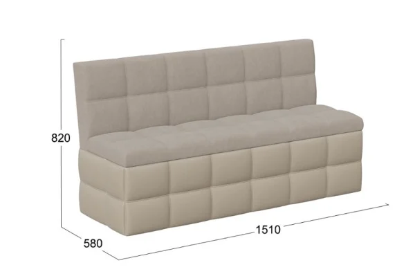 Скамья прямая Домино исп 2 кожзам светло-коричневый, велюр мокко светлый