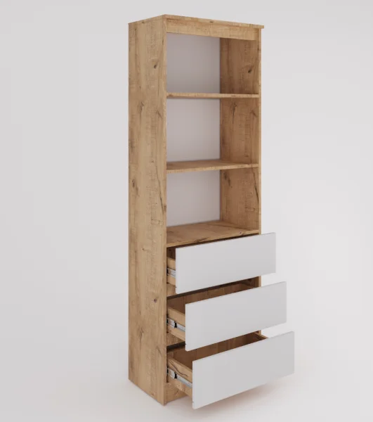 Стеллаж Охта Лайт 600.3 дуб вотан/белый