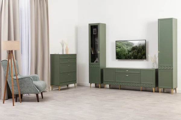 Модульная гостиная Марион дымчатый зеленый/олива шагрень