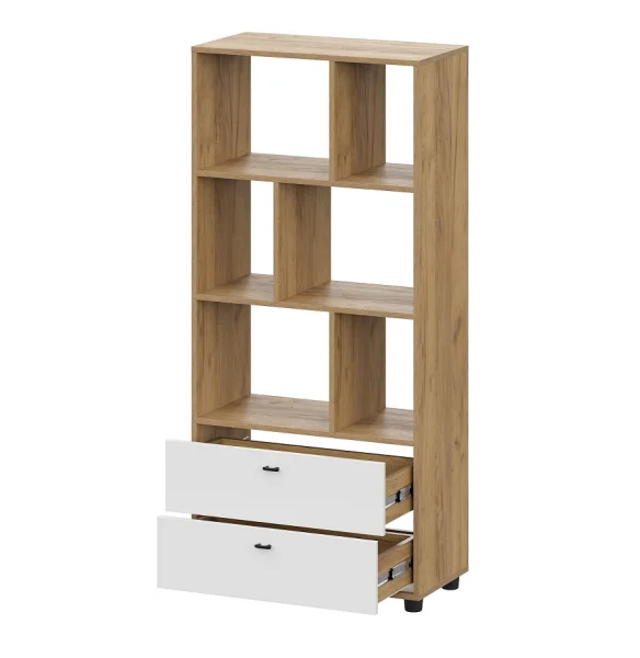 Стеллаж Милан дуб золотой/белый матовый