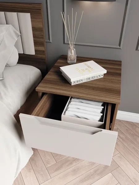 Тумба прикроватная подвесная Роза орех франклин/бежевый скин тренто