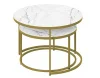 Стол журнальный Вега золото, стекло белый мрамор