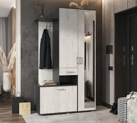 Прихожая Лира графит/дуб крафт белый