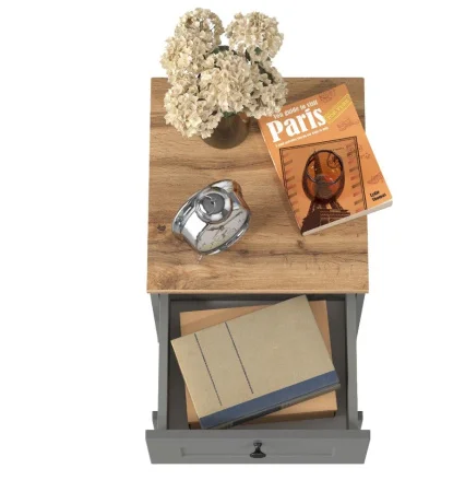 Тумба прикроватная Остин 16.152 серый графит/дуб крафт золотой