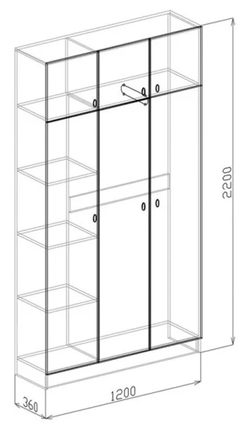 Шкаф трехдверный Вега ясень шимо темный/рельеф пастель