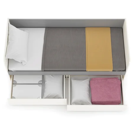 Кровать с ящиками Торонто 11.39 белый шагрень/стальной серый