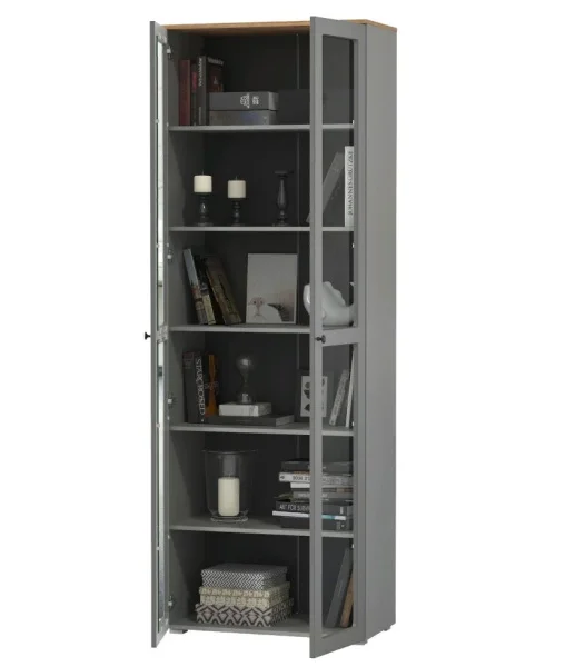 Шкаф-витрина Остин 16.394.02 серый графит/дуб крафт золотой