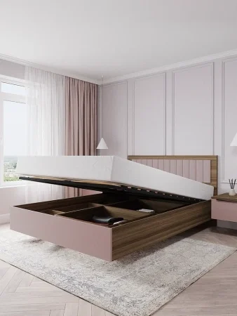 Кровать Роза 140 орех франклин/пудра скин тренто