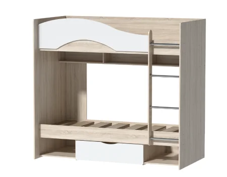 Кровать двухъярусная Галактика дуб сонома/белый глянец