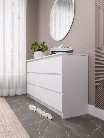 Комод шесть ящиков Мори МК 1386 белый