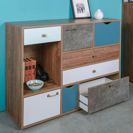 Комод Вайс 10.104 морское дерево винтаж/камень тёмный/бензин/мята/белый премиум