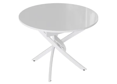 Стол обеденный Diamond тип 3 белый муар/белый глянец