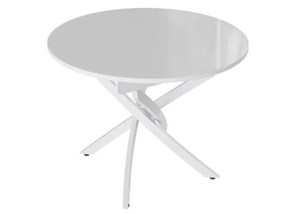 Стол обеденный Diamond тип 3 белый муар/белый глянец Стол обеденный Diamond тип 3 белый муар/белый глянец