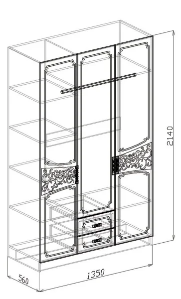 Шкаф 3-х дверный Тиффани