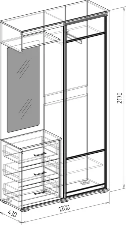 Прихожая купе Байкал №3 венге/бодега