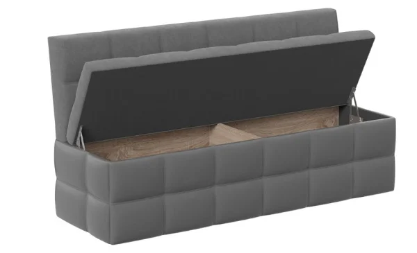 Скамья прямая Домино исп 2 кожзам серый, велюр серый