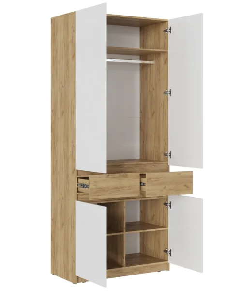 Шкаф Бостон ШК-001 дуб крафт золотой/белый глянец