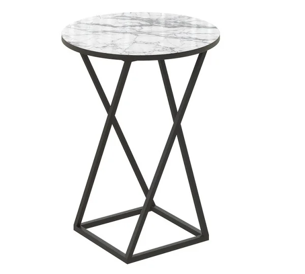 Стол журнальный ДП 1-03-05 исп.2 черный, стекло мрамор белый