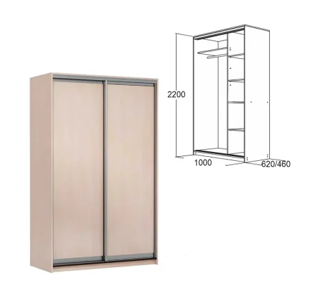 Шкаф-купе Мираж 10.2 дуб млечный