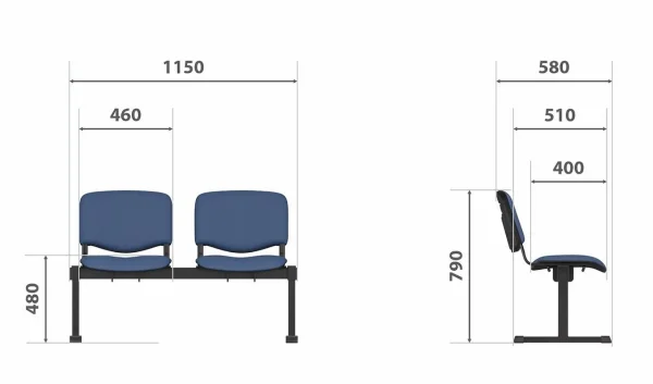 Многоместная секция Изо 2 черный
