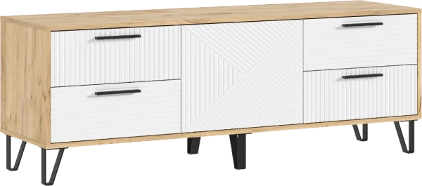 Тумба ТВ Флэш 1500 браш вайт/дуб крафт