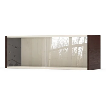 Полка книжная со стеклом КН 01 венге/белый