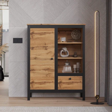 Тумба Лофт REG1D1S/90 дуб вотан/черный