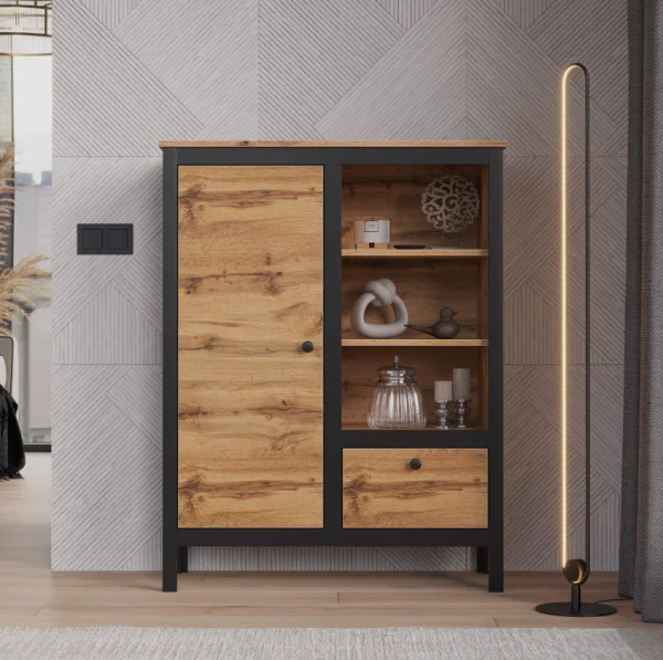 Тумба Лофт REG1D1S/90 дуб вотан/черный