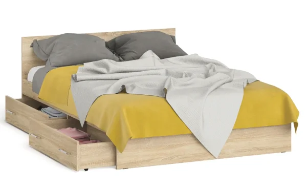 Кровать с ящиками Мори дуб сонома