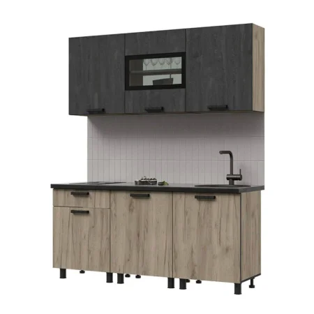 Кухня Эдинбург 1.8 железный камень/дуб крафт серый