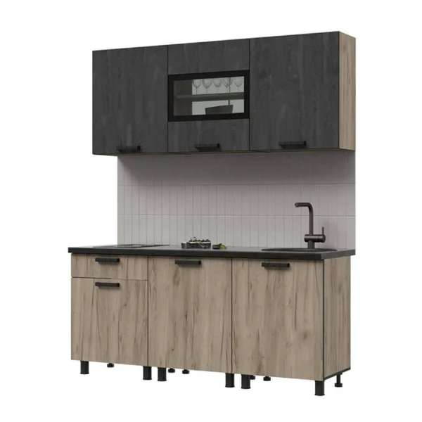 Кухня Эдинбург 1.8 железный камень/дуб крафт серый