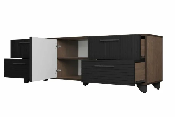 Тумба под ТВ со створкой Копенгаген венге/черный матовый