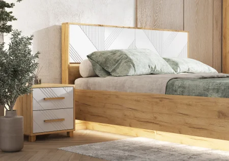 Кровать парящая Ирис 1,6 браш вайт/дуб крафт