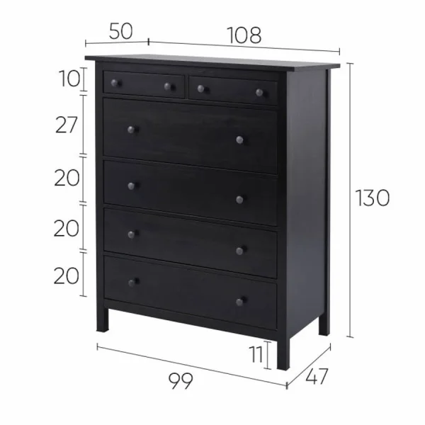 Комод 6 ящиков Кымор черный