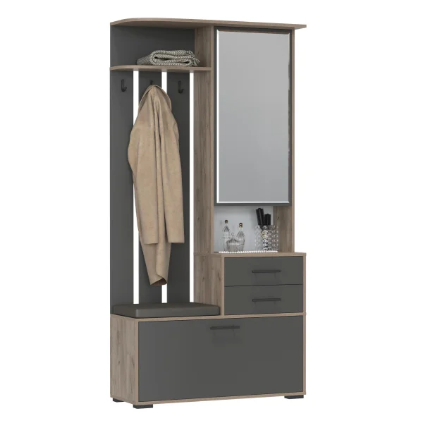 Шкаф с вешалкой Домино 2-3431 дуб крафт табачный/графит