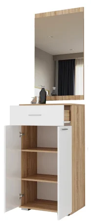 Тумба с зеркалом Италия З-600+ТК-600 дуб сонома/белый глянец