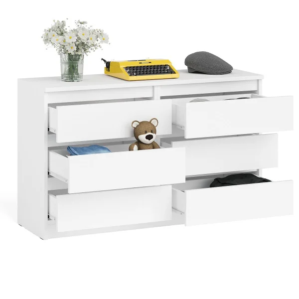 Широкий комод шесть ящиков МК 1200.6 белый