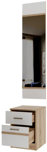 Тумба с зеркалом Сакура дуб сонома/белый глянец