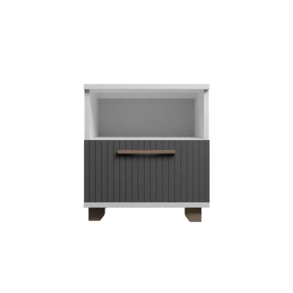 Тумба прикроватная Копенгаген с ящиком белый/серый графит